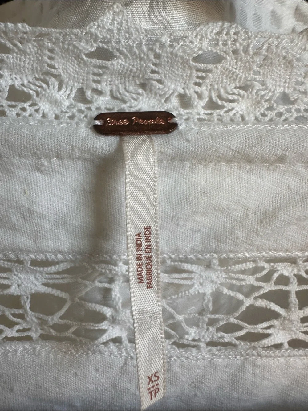 Free People Ivory Lace-Trim Peasant Blouse